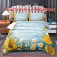 thumbnail image 5 of ZIATUBLES Sunflower Wood Grain Printed Queen Bed Duvet Cover Set, 3 Piece Comfy Soft Bedding, Zipper Closure, Easy Care Modern Bedroom Decor Includes 1 Duvet Cover & 2 Pillowcases, 5 of 8