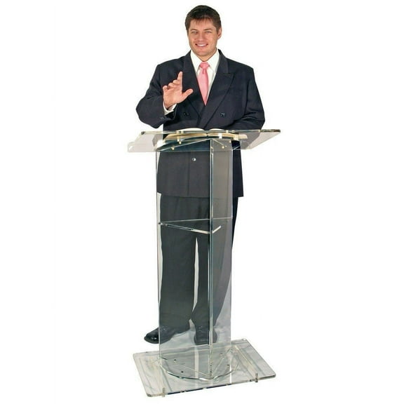 Kingdom V Style Acrylic Lectern with Shelf - Clear