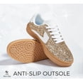 thumbnail image 3 of LUCKY STEP Glitter Fashion Sneakers Retro Sparkly Shiny Casual Shoes,Gold&White,Womens, 3 of 11