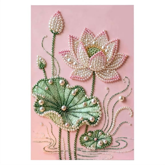 Flowers Pearl Diamond Art Painting Kit, with Frame DIY Pearl Beads Art Craft for Adults - Beginner Friendly Framed Canvas Wall Decor Gift Idea for Home Wall Decor Present Set - E