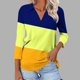 thumbnail image 2 of Camiseta de Solapa de Cuello en V de la Manga Superior de 3/4 de las Mujeres, Uso Diario Cómodo Casual, 2 of 9