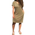 thumbnail image 2 of EIMELI Robe T-Shirt Décontractée d'Été pour Femmes Col en V Manches Courtes Mi-Longue avec Poches, 2 of 6