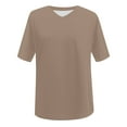 thumbnail image 4 of vigerkar Women's V Neck T Shirts Summer Half Sleeve Tees Casual Loose Fit Cotton Tunic Tops Khaki, S, 4 of 4