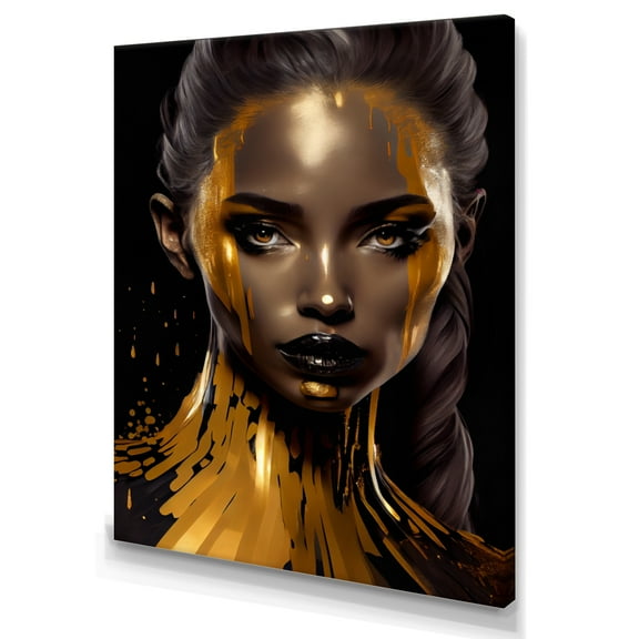 Designart Sensual Liquid Gold Woman IV Canvas Wall Art