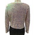 thumbnail image 5 of Plus Size Women's V-Neck Long Sleeve Sequin Decorative Fashion Crop Top with Buttons, 5 of 9