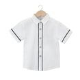 thumbnail image 6 of Girls' School Shirts Short Sleeve Uniform Solid/Striped Print Kids Button Down Collared Blouses Tops (7-8 Years, White #C), 6 of 6