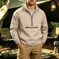 thumbnail image 2 of IROINNID Men Solid Stand Collar Half Zip Pullover Wind Jacket, Zip Chest Pocket Elastic Cuff Raglan Lightweight Outdoor Casual Top (Khaki,XS)TopsBlouses & Tops, 2 of 9