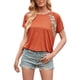 thumbnail image 4 of Camiseta de mujer con estampado de manga corta, cuello redondo, camiseta informal de verano, naranja, XL kenally  AP001232-12, 4 of 7