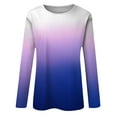 thumbnail image 4 of Black and Friday Deals 2023 Cotonie Women's Gradient Color Sweatshirt Long Sleeve T-shirt Round Neck Pullover 2023 Trendy Casual Tops,Pink,L, 4 of 5