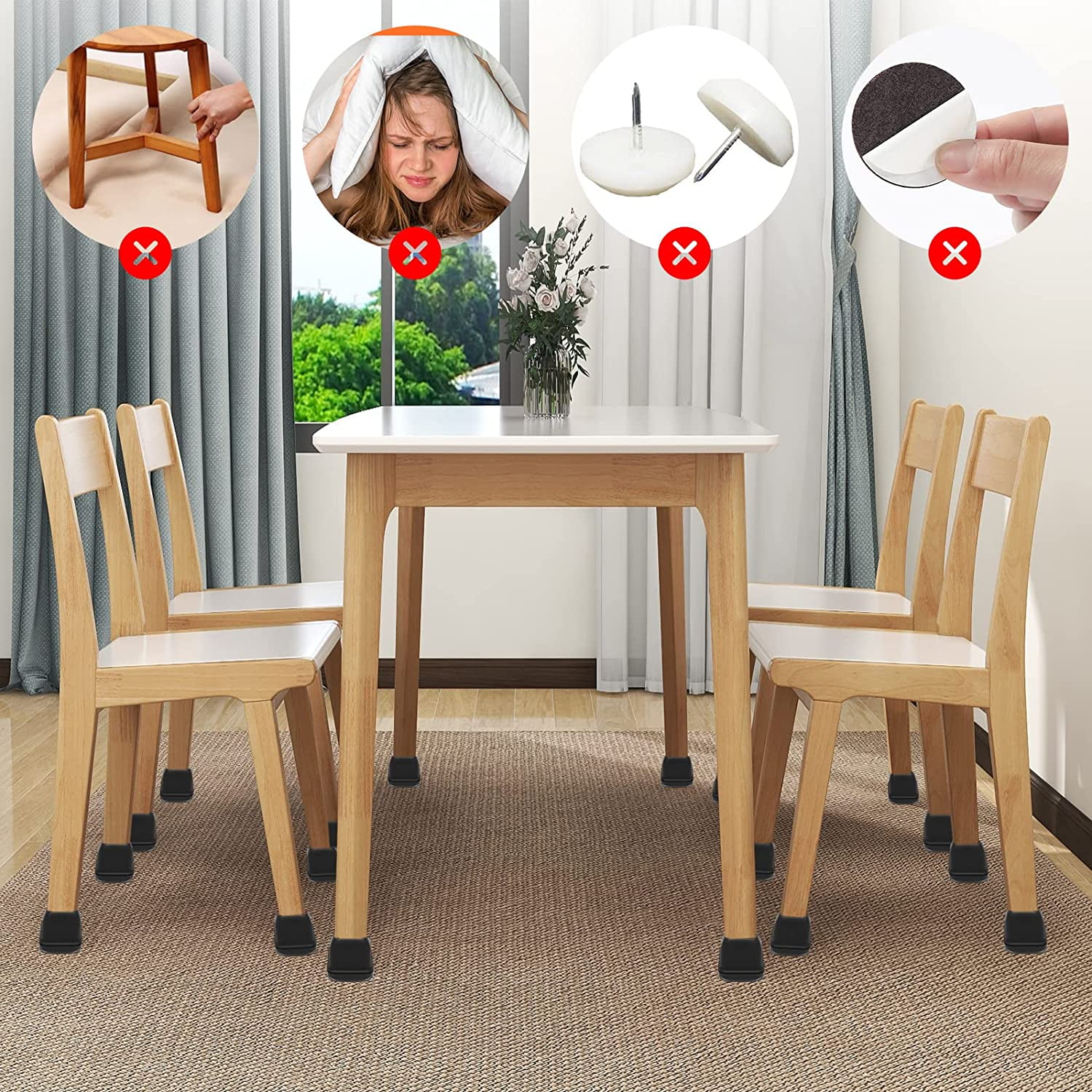 24 Pack 1 Silicone Chair Leg Protector Caps Table Legs Scratch Resistant Chair Leg Protectors Furniture Leg Caps Teflon Pads for Chairs. Walmart