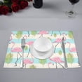 thumbnail image 2 of MKHERT Cute Flamingos Birds and Palm Leaves On Stripes Placemats Table Mats for Dining Room Kitchen Table Decoration 12x18 inch,Set of 4, 2 of 4