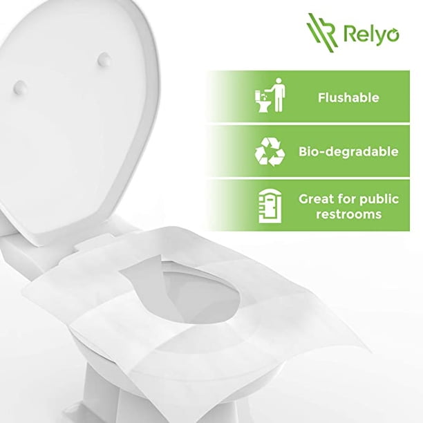 Cubierta de asiento de inodoro de papel lavable Cubierta de asiento de inodoro de papel desechable para adultos y niños, 100% biodegradable - Baño público, avión, campamento, accesorios de viaje JAMW Sencillez