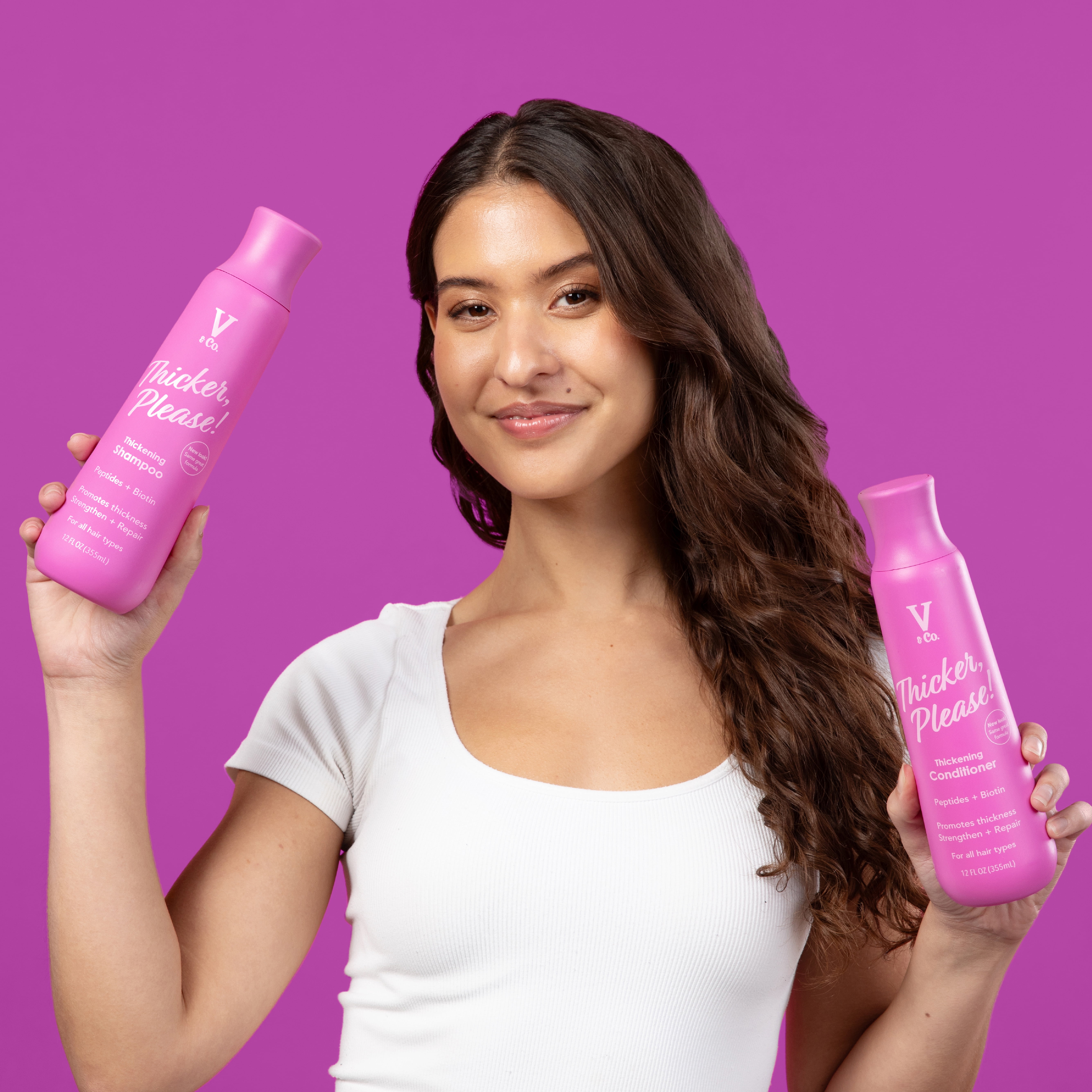 V&Co. Beauty Adults & Teens Thickening Shampoo with Peptide Technology, 12 fl oz,