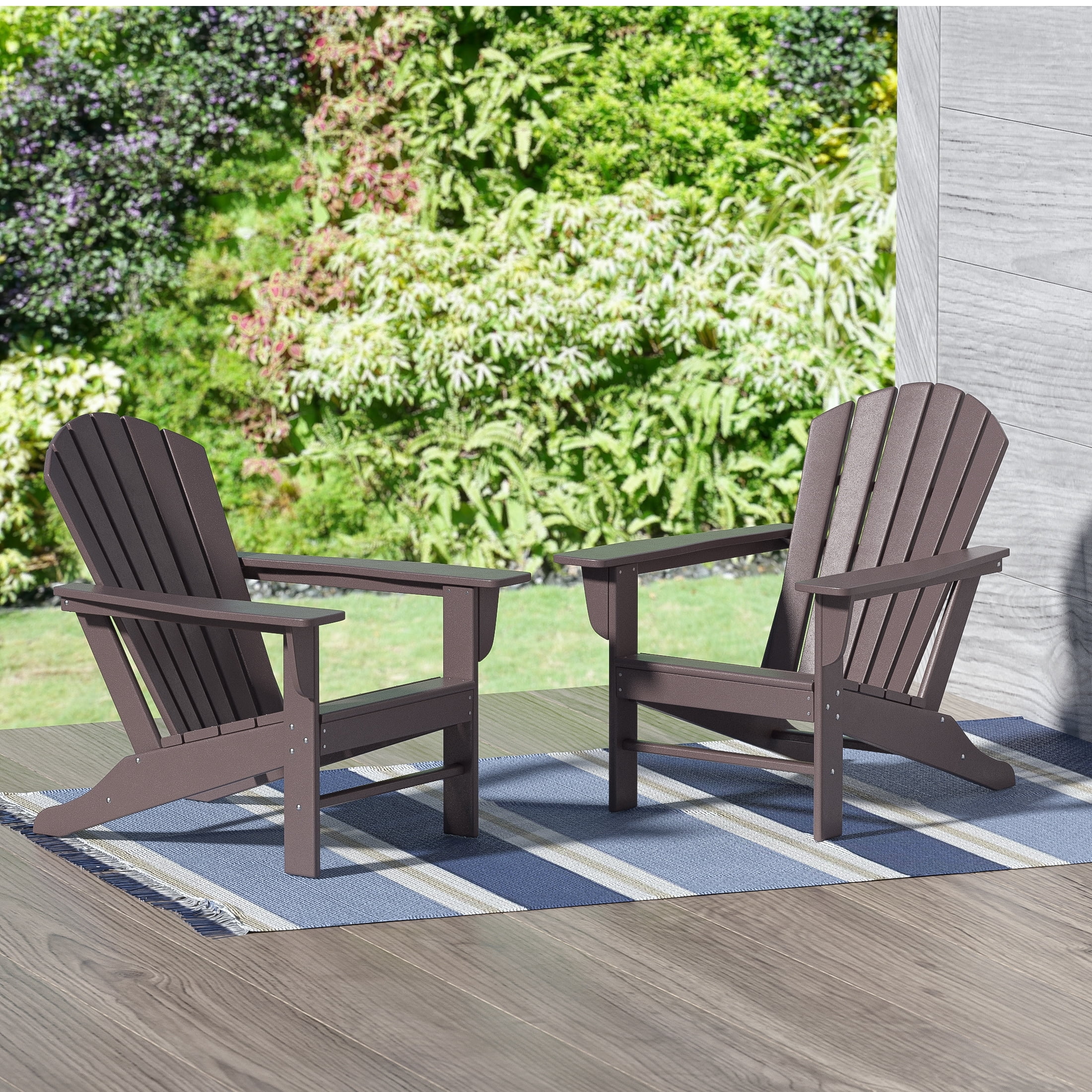 Polytrends  Altura  Outdoor Eco-Friendly All Weather Poly Patio Adirondack Chair (Set of 2) Dark Brown