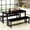 Black, variant on MIERES Kitchen Dining Set: Rectangular solid wood dining table with two benches, suitable for 2 to 4 people, small dining set, black