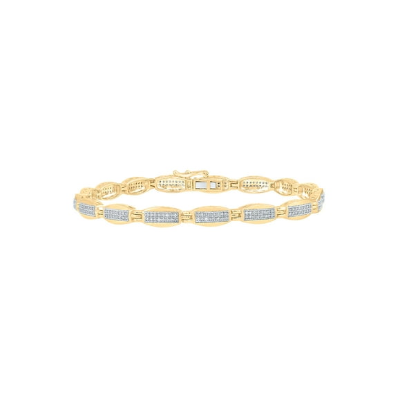 Macey Worldwide Jewelry 10k Yellow Gold Mens Diamond Link Bracelet 3/4 Ctw