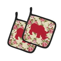 Caroline's Treasures BB1006-RS-YW-PTHD Rhinoceros Shabby Chic Yellow Roses Pair of Pot Holders , 7.5HX7.5W, multicolor