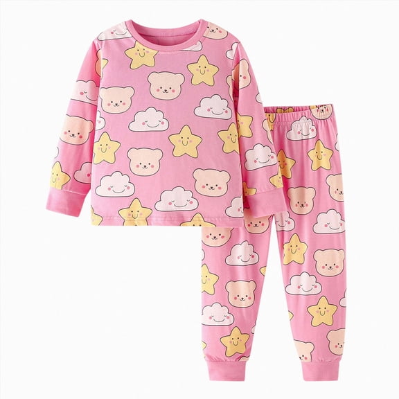 NIEWTR Toddler Pajamas Set for Girl Girl Newborn Clothes Long Sleeve Pullover and Elastic Waist Long Pants Soft Comfy for 18-24M 2T-4T Gift Set(A-Pink,7-8 Years)