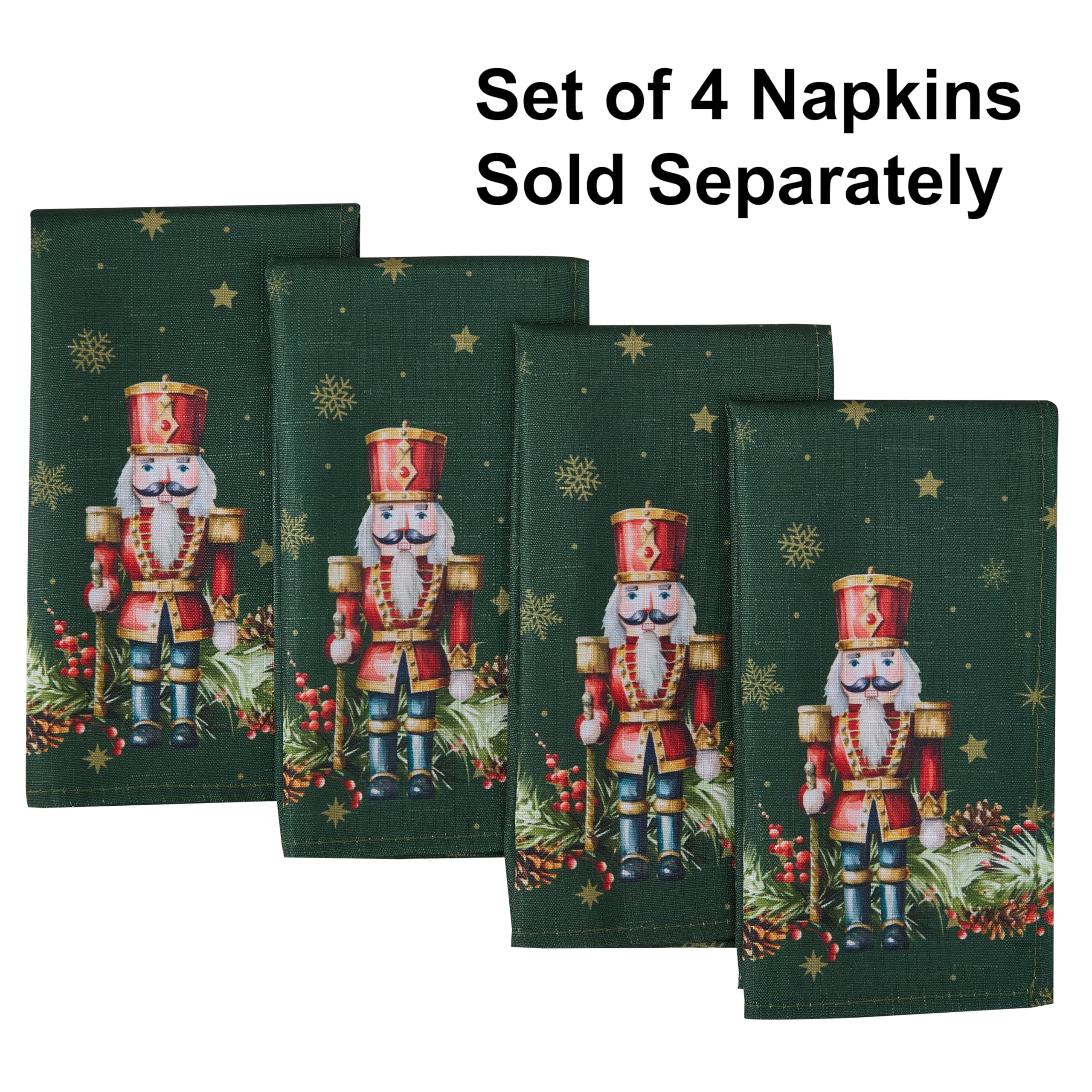 Christmas Nutcracker Hunter Green Border Fabric 52 x 52 inch Square Fabric Dinner Tablecloth