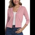 thumbnail image 1 of Cardigan Court à Manches 3/4 pour Femmes, Élégant Boléro pour Femmes, Rose, P, 1 of 7