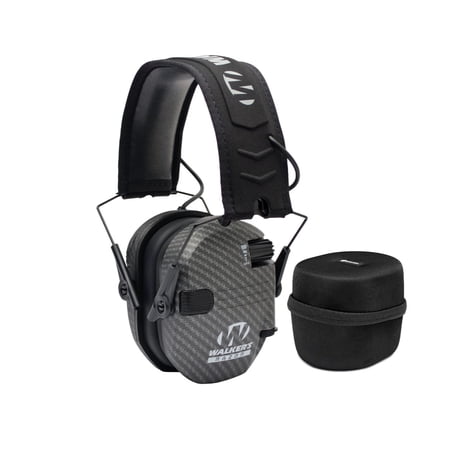 Walkers Game Ear Razor Muffs (Carbon Dark) with Protective Case