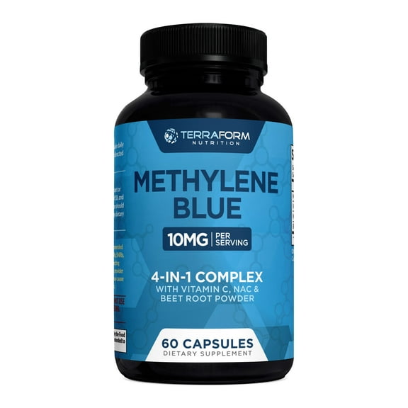 Methylene Blue Capsules 10mg – USP Pharmaceutical Grade Supplement with Vitamin C, NAC & Beet Root - Easy Alternative to Methylene Blue Drops or Solution - 60 Servings