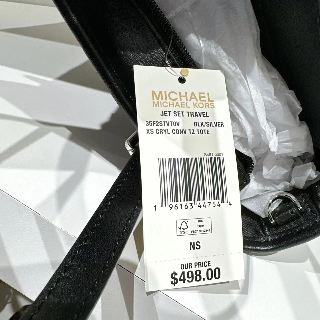MICHAEL KORS Silver Black Leather Has tag! Monogram Metallic Tote Purse –  ReturnStyle