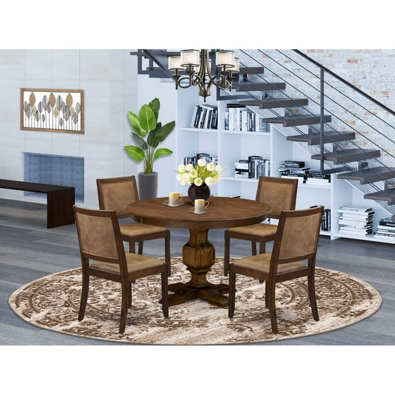 East West Furniture Ferris 5 Piece A Dining Table Set in Walnut Finish