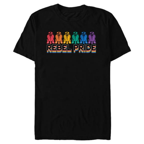 Star Wars Pride R2-D2 Astromech Droid Rainbow Rebel Pride - Short Sleeve Blended T-Shirt for Adults - Customized-Black