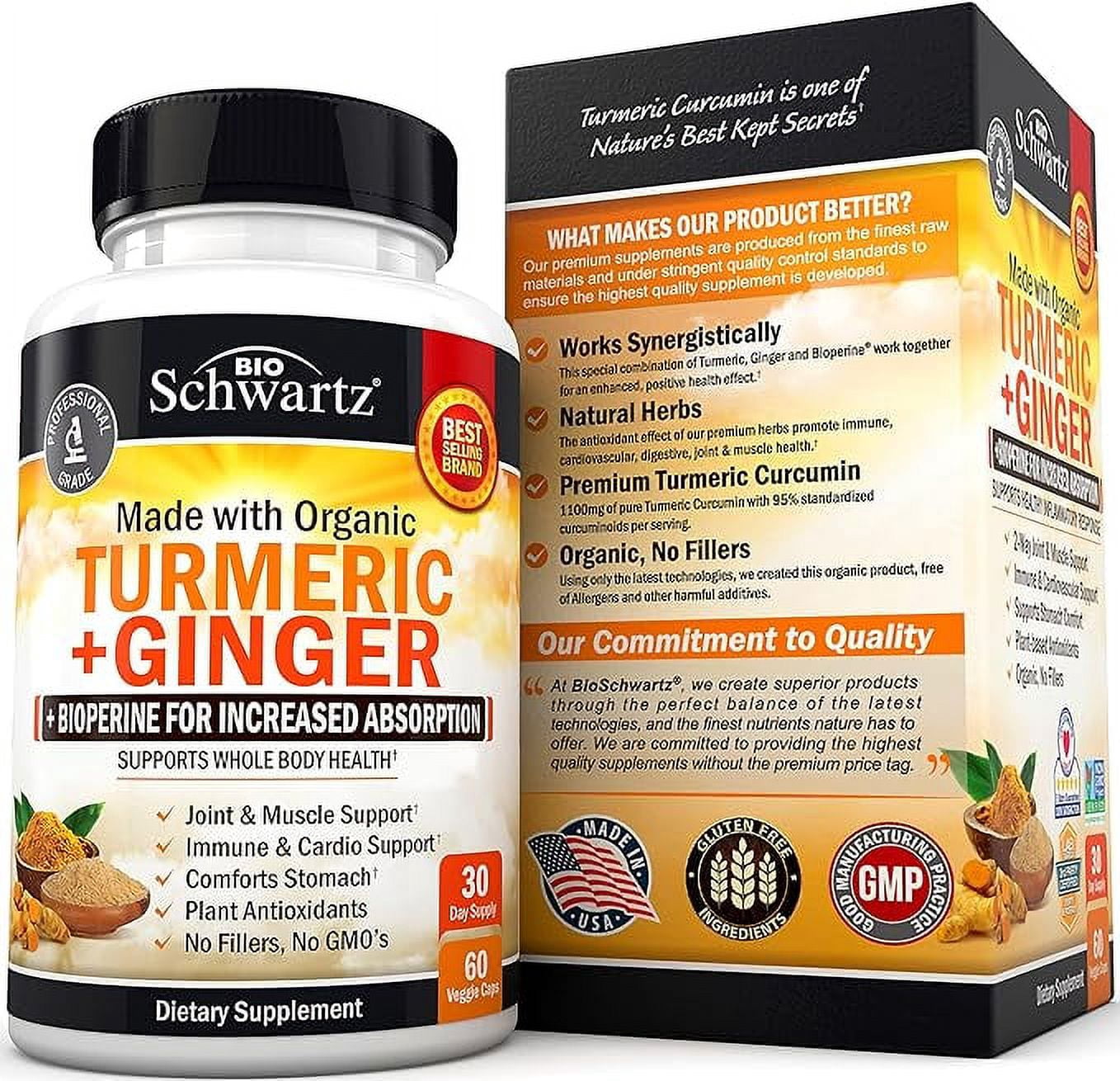 BioSchwartz Turmeric and Ginger Capsules, Joint Support, 1100 mg