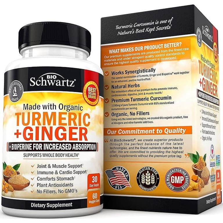 BioSchwartz Turmeric and Ginger Capsules, Joint Support, 1100 mg