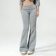thumbnail image 2 of Pantalones deportivos de mujer de color liso con cintura elástica - Pantalones de cintura alta con bajo plegado para uso informal, 2 of 8