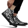thumbnail image 3 of Skull High Top Canvas Sneakers for Men Women, Gothic Floral Print Streetwear Casual Fashion Skate Shoes, 3 of 7