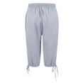 thumbnail image 6 of Knee Length Shorts for Women 2026 Summer Cotton Linen Elastic Waist Drawstring Elastic Hem Casual Shorts with Pockets, 6 of 8