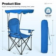 thumbnail image 2 of Sophia & William Folding Camping Chairs with Canopy Shade Portable Outdoor Beach Chairs with Storage Pocket and Cup Holder, Blue, 2 of 11