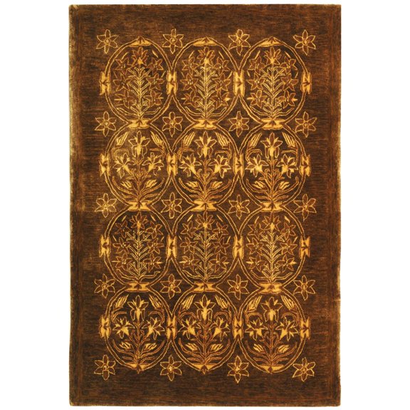 SAFAVIEH Taj Mahal Osmond Floral Wool Area Rug, Olive, 4' x 6'