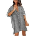 thumbnail image 1 of Birdeem Robe d'Été Mode Femme Imprimée avec Poche Boutonnée Col à Revers Manches Longues Courte, 1 of 6