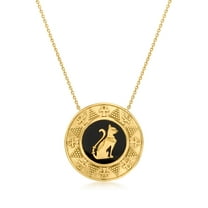 Ross-Simons Black Onyx Cat Medallion Necklace in 18kt Gold Over Sterling, Women's, Adult