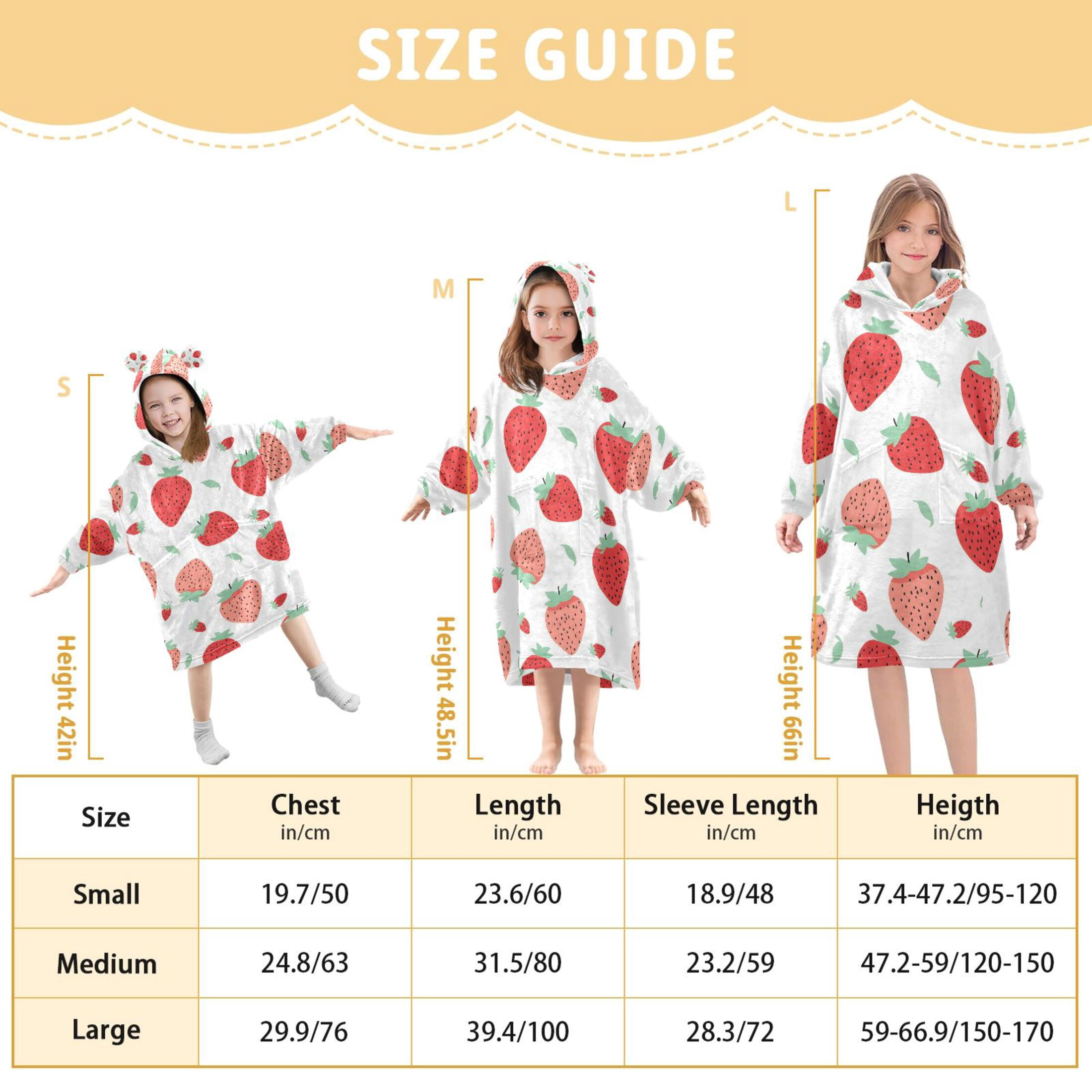 joogoo Blanket Hoodie for Cute Strawberry Oversize Sweatshirt 3-14 YR L