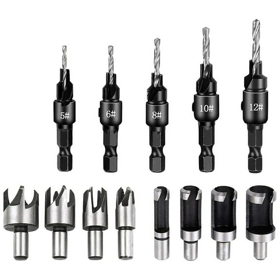 TOP! Countersink Woodworking Set 5 Pieces Countersunk Bits Set, 8 Drills for Woodworking, DIY