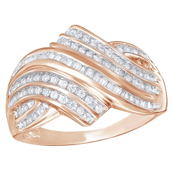 AFFY White Natural Diamond Layered pass Ring In 10k Rose Gold