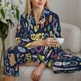 thumbnail image 4 of Goofa Colorful Space Printed Women’s 2 Piece Pajama Set Super,Pajamas Women's Long Sleeve Sleepwear Soft Button Down Loungewear Pjs Lounge Set Nightwear-, 4 of 9
