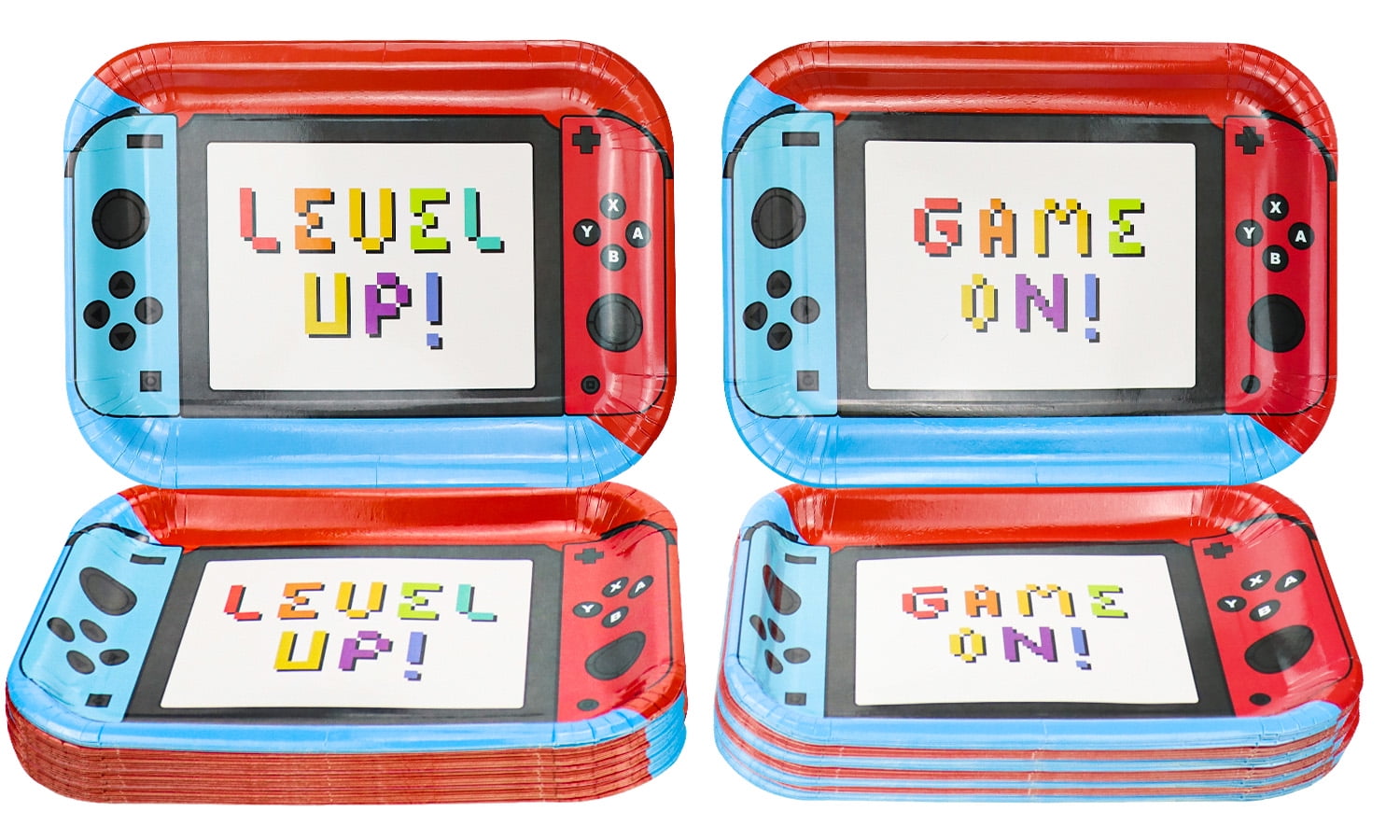 Hegbolke 80Pcs 11 Inches Game Controller Birthday Party Plates Video Game Birthday Party