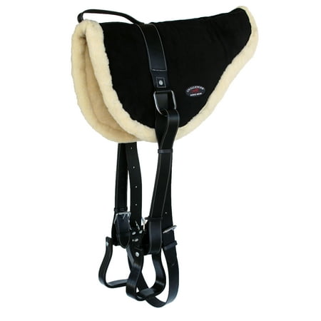 Bareback Pad - Challenger Horse Western Fur Padded Saddle Bareback Pad Stirrups Black 39141BK