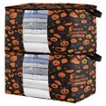 thumbnail image 2 of WOBOGO Pattern Of Black and Orange Halloween Symbols Clothes Storage 2Pack Foldable Thick Fabric Blanket Organizer Bag with Handle 24.8×16.93×16.17in, 2 of 7