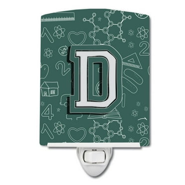 Caroline's Treasures CJ2010-DCNL Letter D Back to School Initial Ceramic Night Light, 6x4x3", multicolor