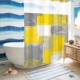 thumbnail image 5 of No Hook Shower Curtain, Yellow Grey Shower Curtains for Bathroom with See Through Top Window, Rustic Mottled Oil Painting Abstract Texture Waterproof & Washable Bath Curtain Extra Long 72"x96", 5 of 9