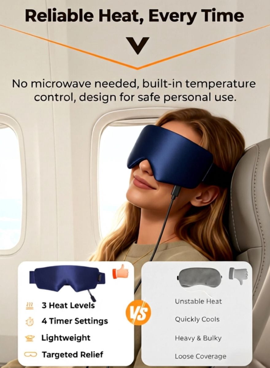 FACEMOON Heated Eye Mask for Dry Eyes, Silk Warm Compress, Moist Heat, Heating Pad for Stye, Tired Eyes, Sleep, Travel, Washable