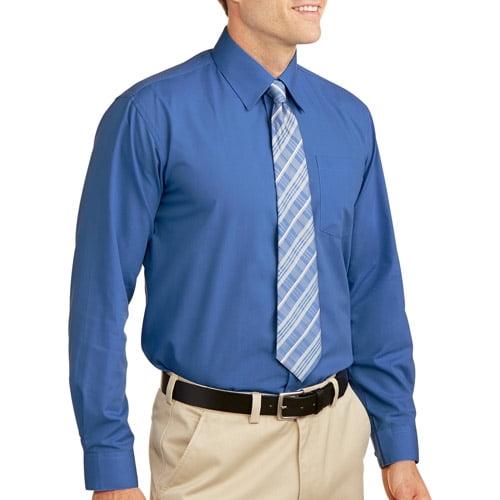 ^^big Men's Solid Dress Shirt With Match - Walmart.com