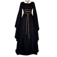 thumbnail image 1 of MesaSe Robe Maxi Médiévale Vintage pour Femmes, Robe Gothique à Lacets, Taille Mi-Haute, Col Rond, Manches Longues, 1 of 5